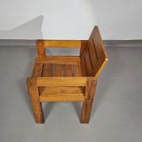 Pine wood chair 1970s with foldable seat
