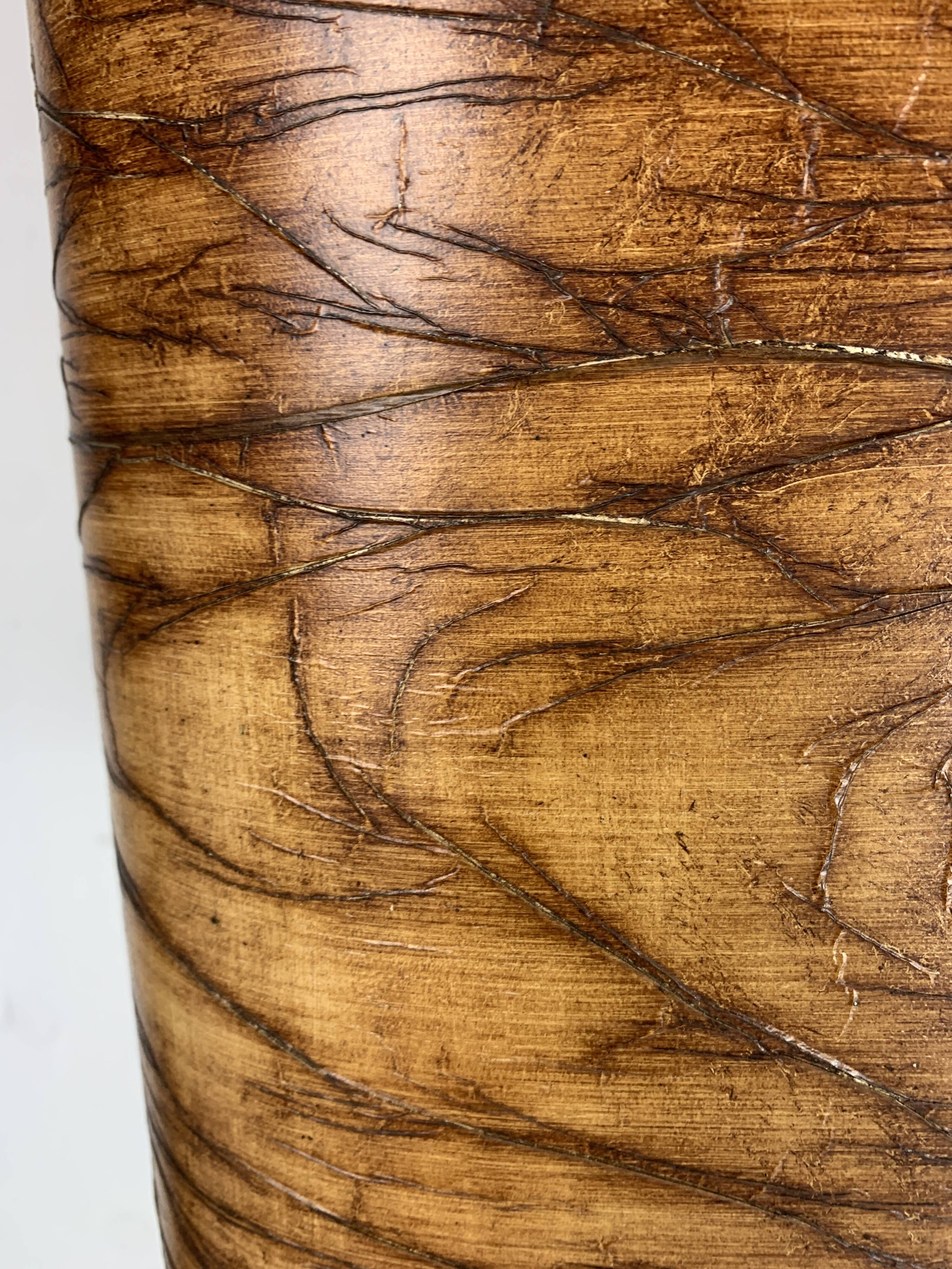 Midcentury Italian sculptural large table lamp with wood veneer shade