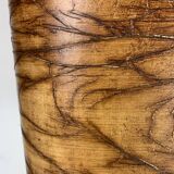 Midcentury Italian sculptural large table lamp with wood veneer shade