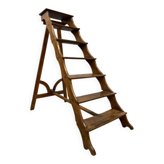 Late 19th century walnut library stepladder