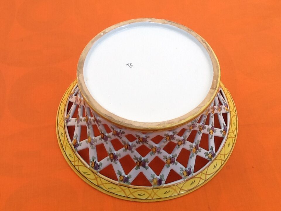 Openwork basket Faience Malicorne (Sarthe) TE Tessier Emile (1887-1971)