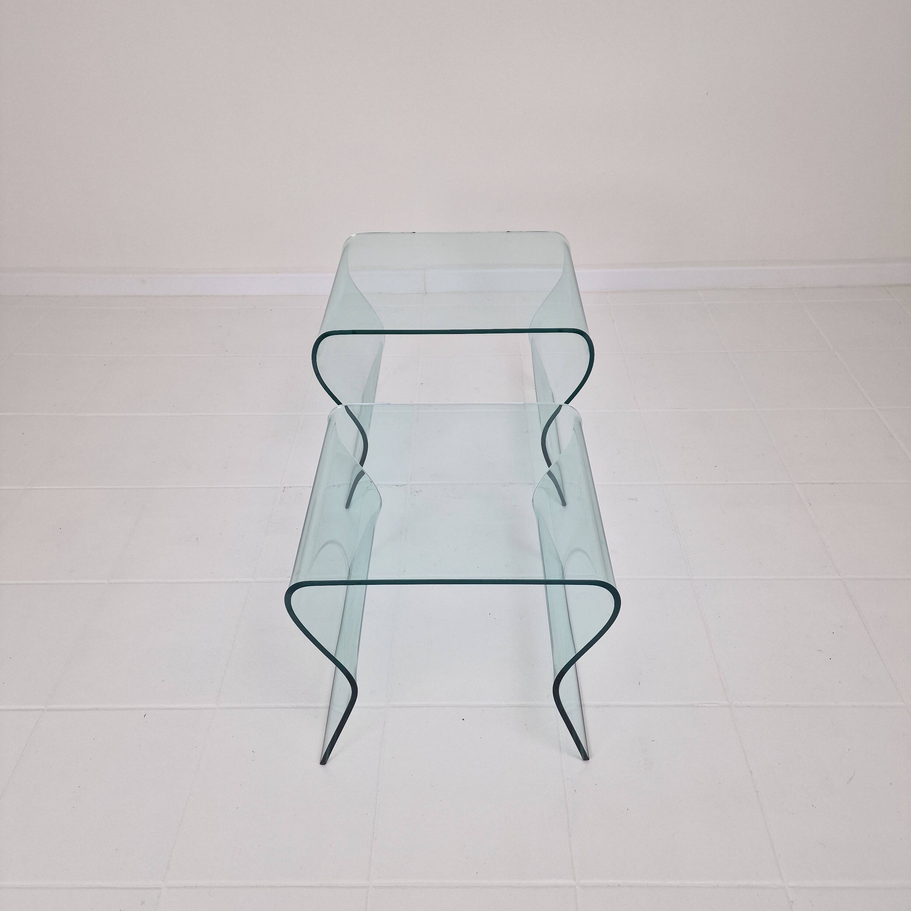 "Tango" Glass Nesting Table Set by Fabio Di Bartolomei for Fiam Italia