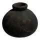 Minuscule black round pot in Indonesian terracotta H7 D7