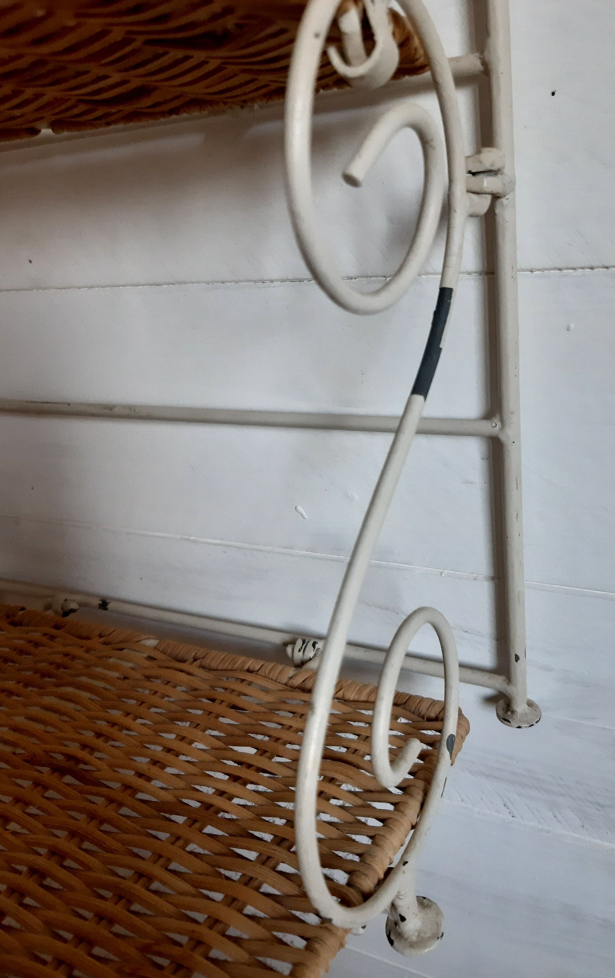 Rattan shelf and wrought iron