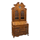 Important secretary desk in Venetian style, Louis XV, made of marquetry walnut.