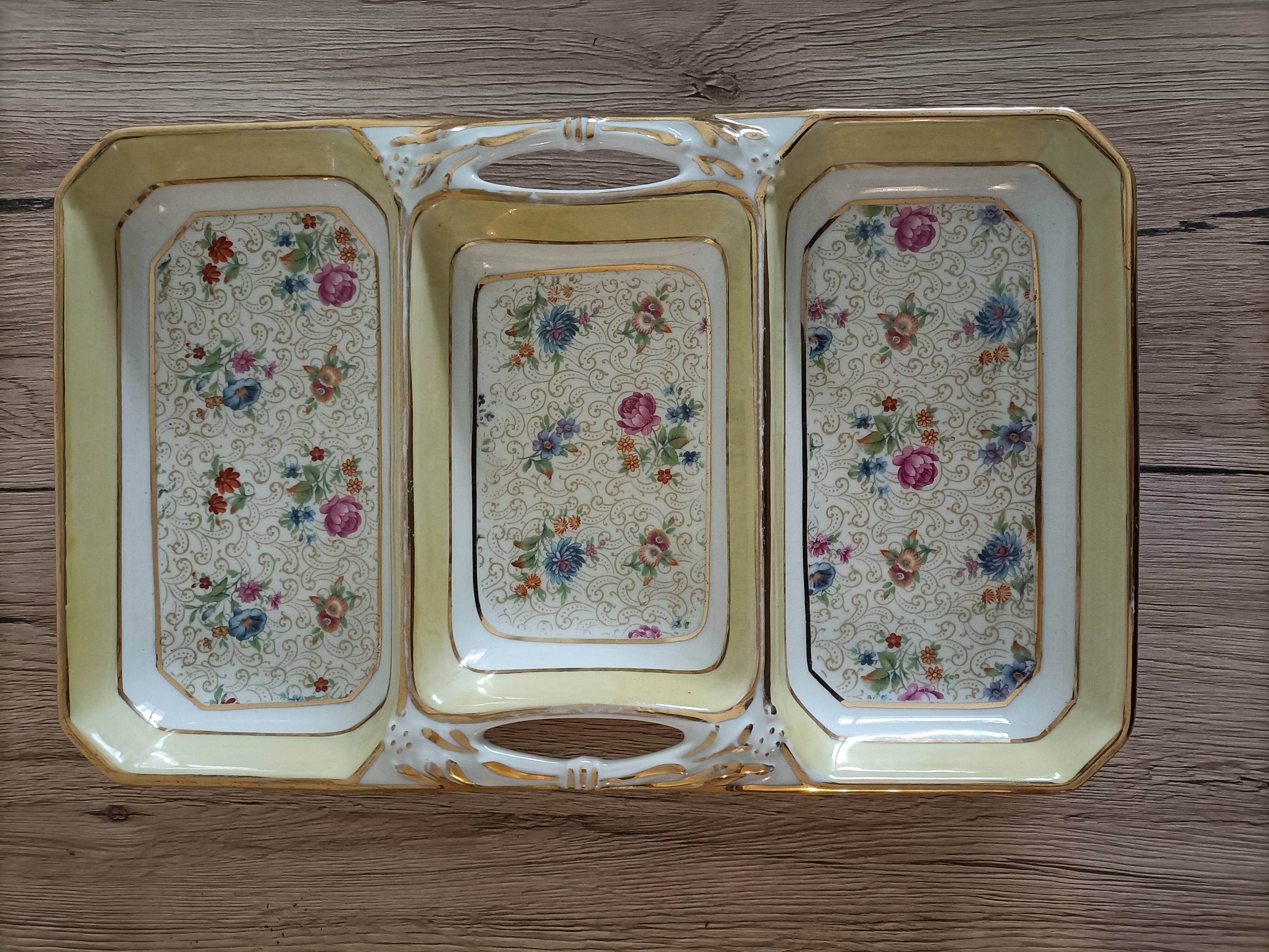 plateau ancien avec compartiments porcelaine Mehun