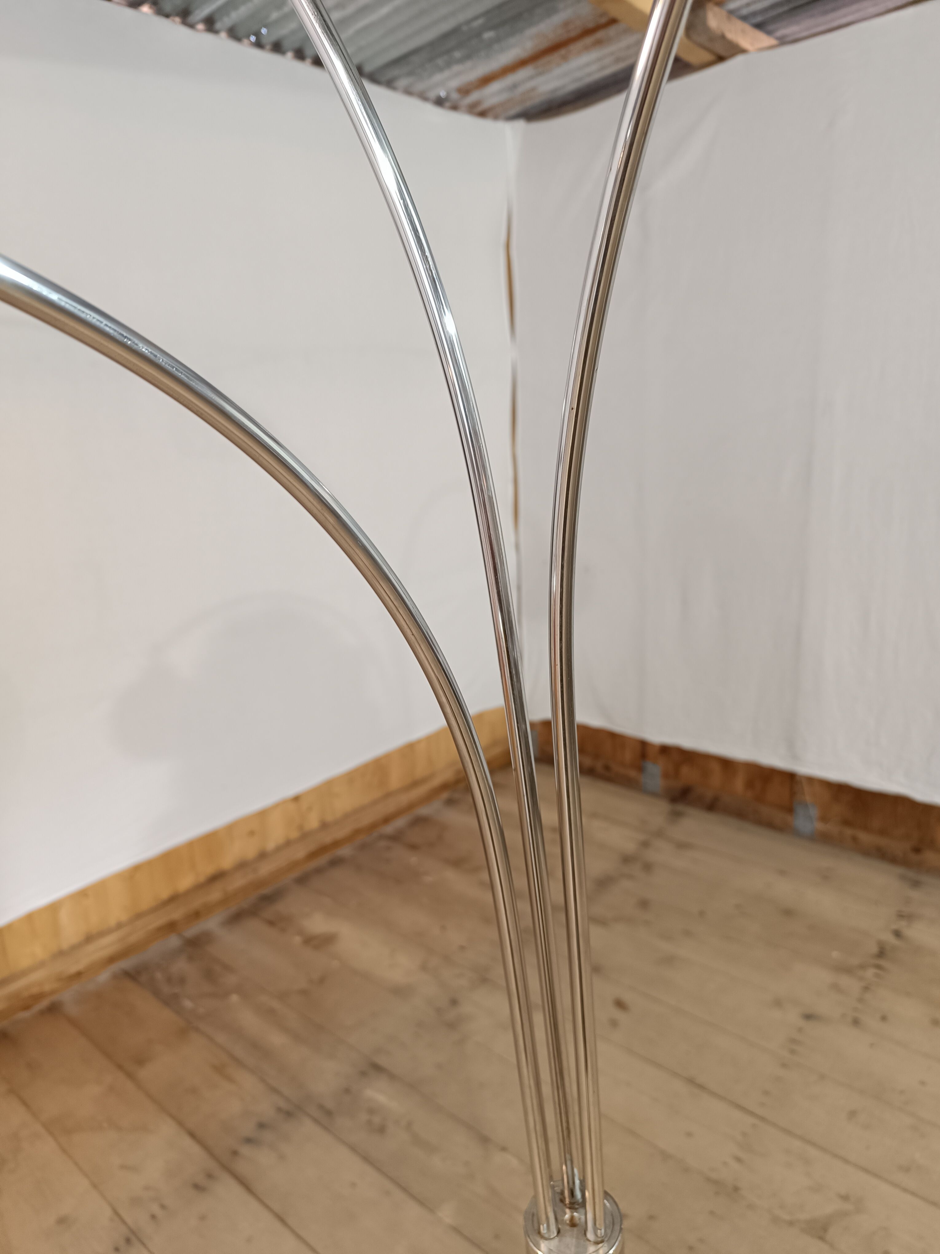 Chrome floor lamp with 3 branches