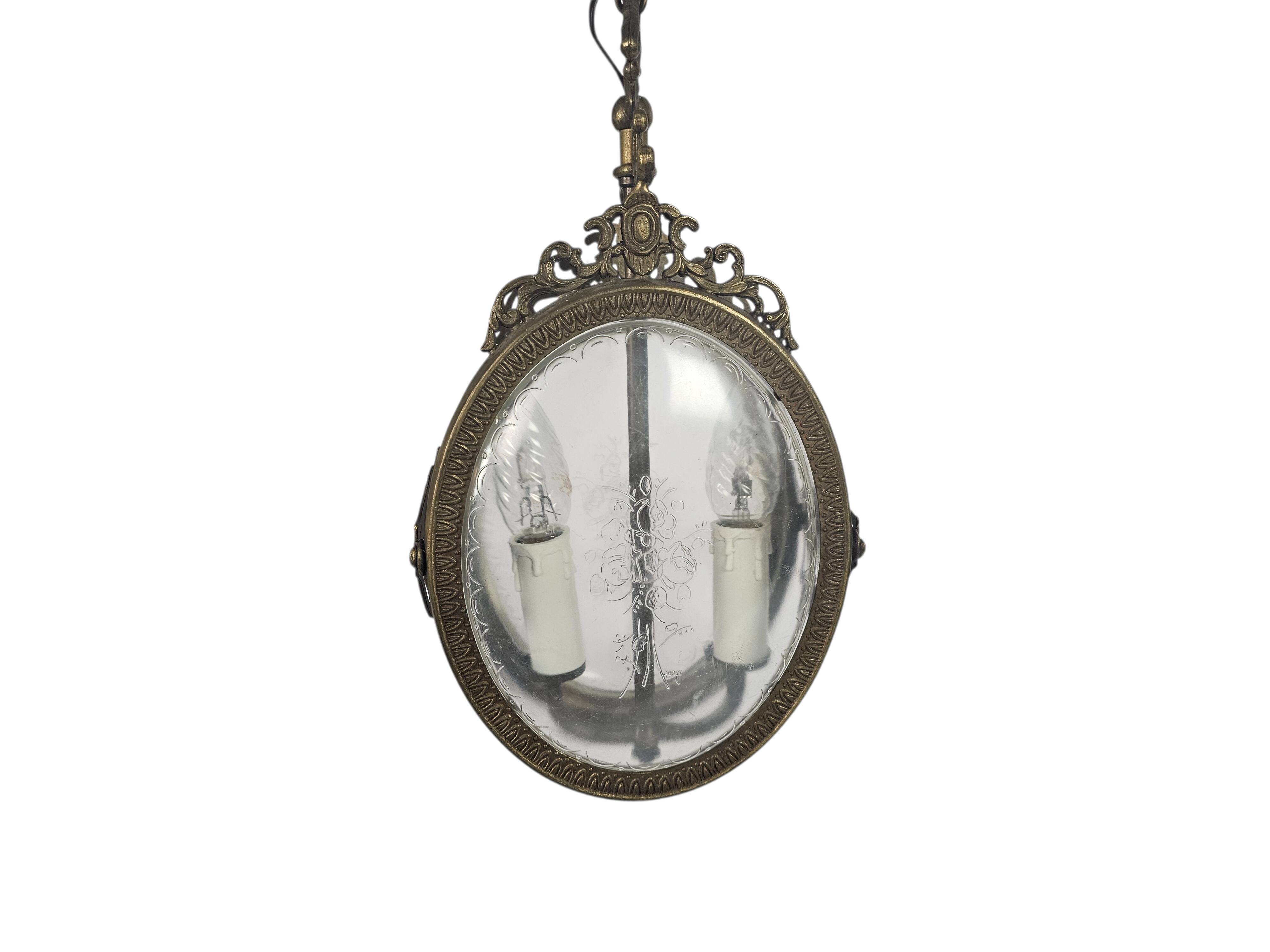 Pendant lamp - Hollywood Regency style - 'Cross' - gold-colored - gilded