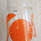 Vintage orange fruit pattern glass carafe