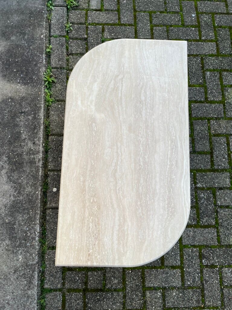 Vintage travertine teardrop coffee table