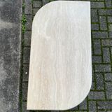 Vintage travertine teardrop coffee table
