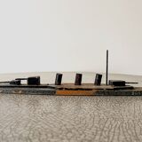 Wooden destroyer boat, antique toy from the early century.