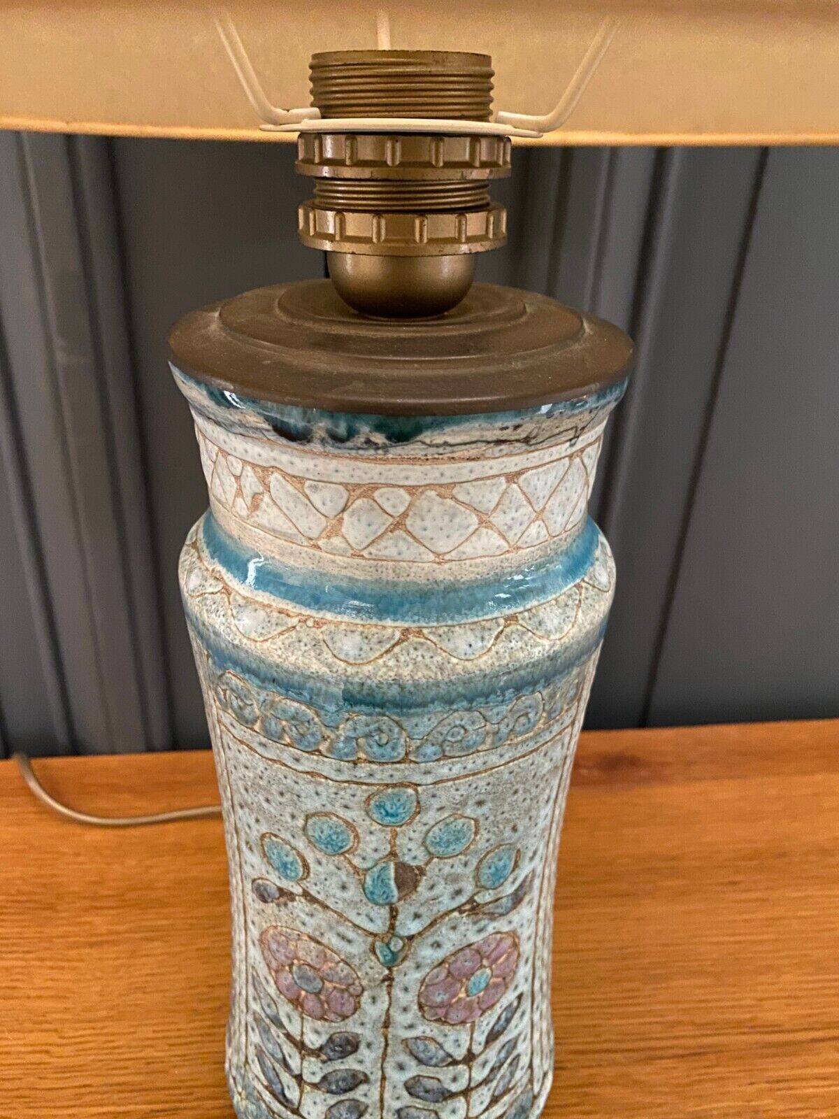 Ceramic lamp unique piece Danuta Le Henaff Larmor mid 20th floral