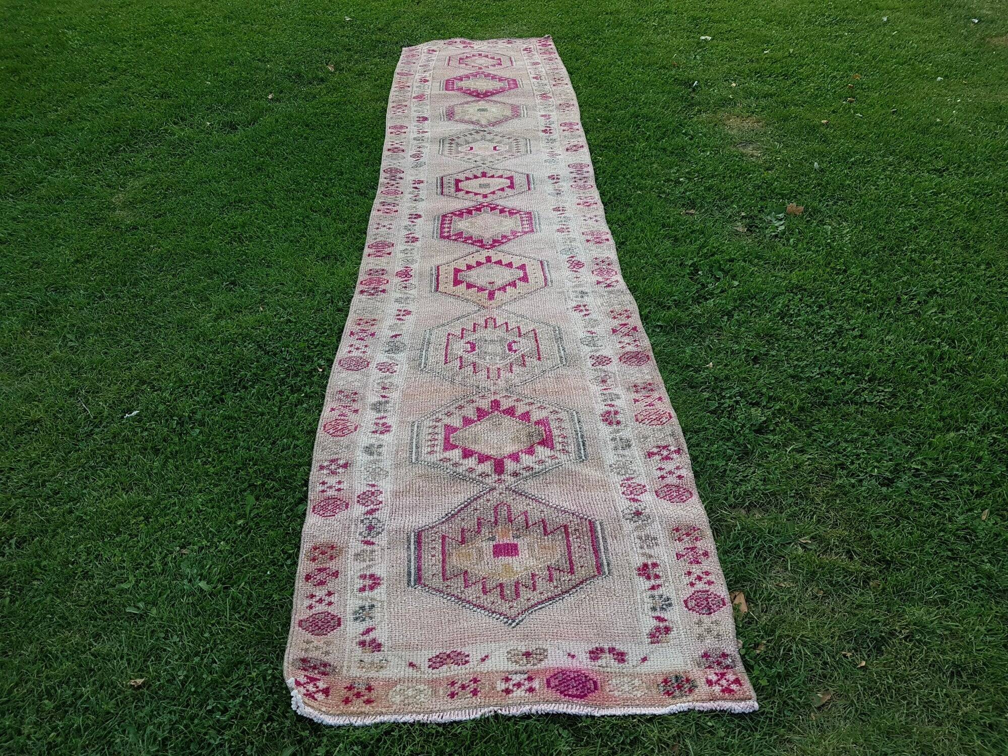 Vintage Turkish hallway rug 86x405 cm