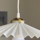 Vintage pleated white opaline glass pendant light.
