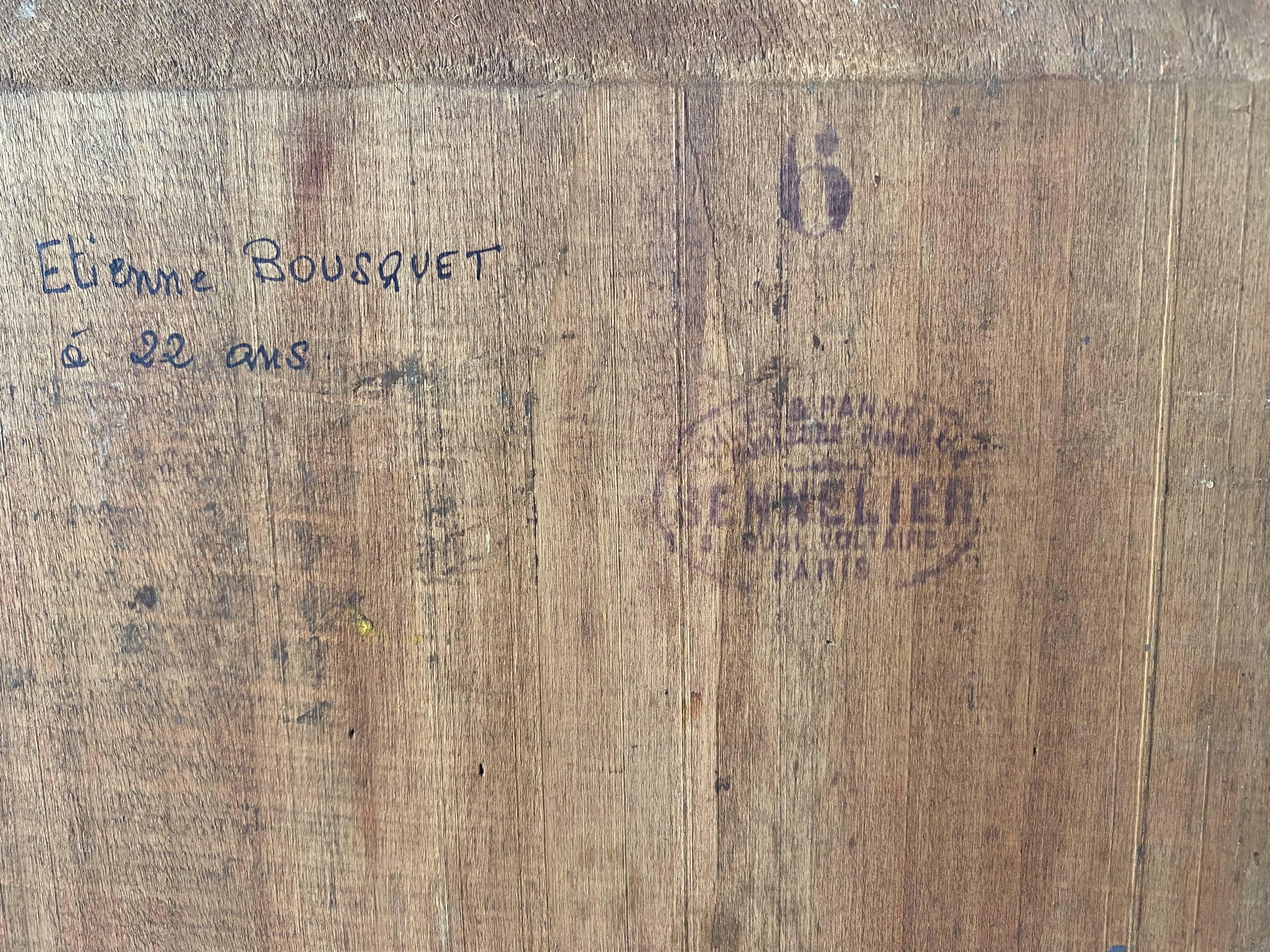 Old portrait in oil on panel 1920, vintage painting of a man signed Cagnet