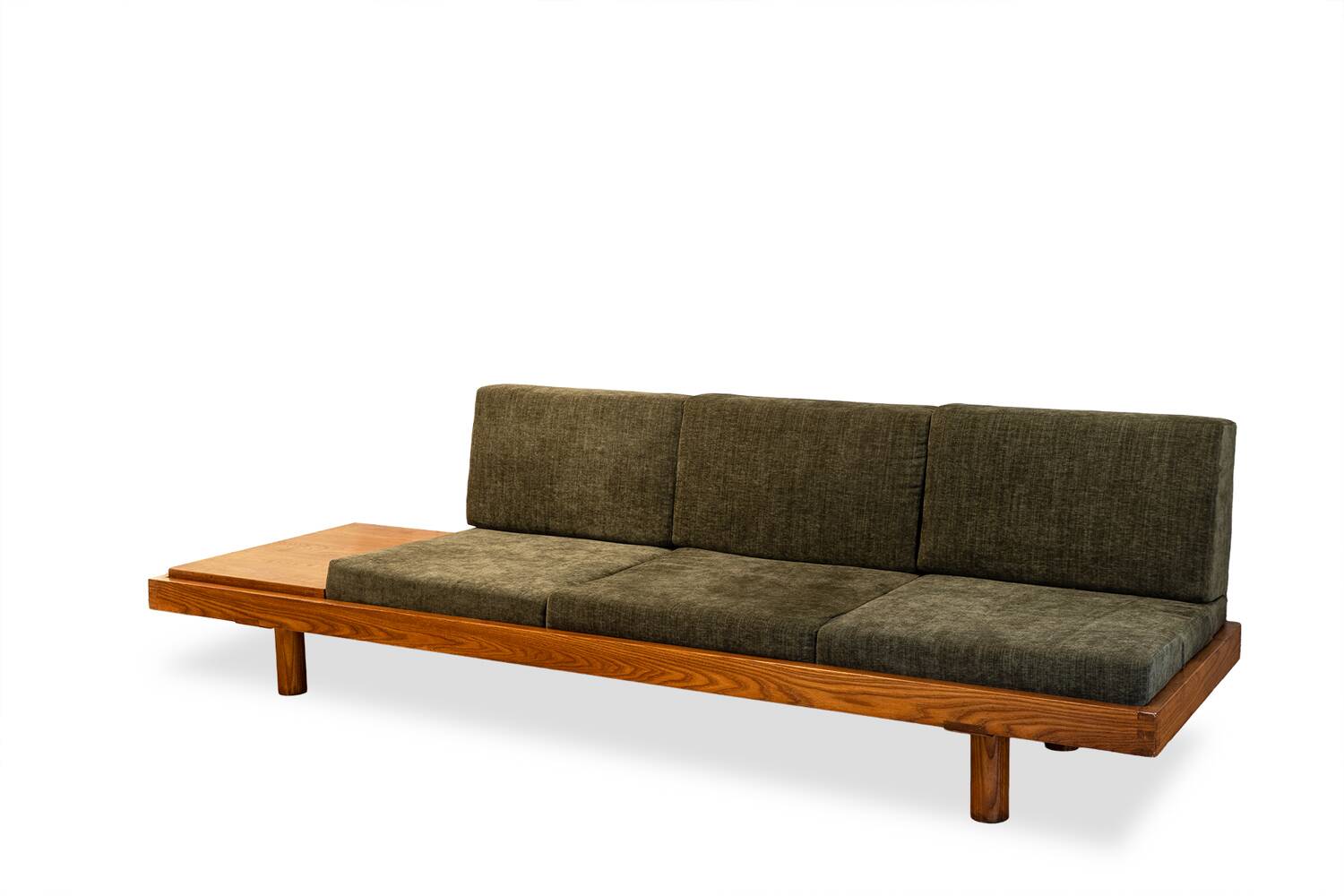 Pierre Chapo. "L09" three-seater bench in blonde elm. 1990s.