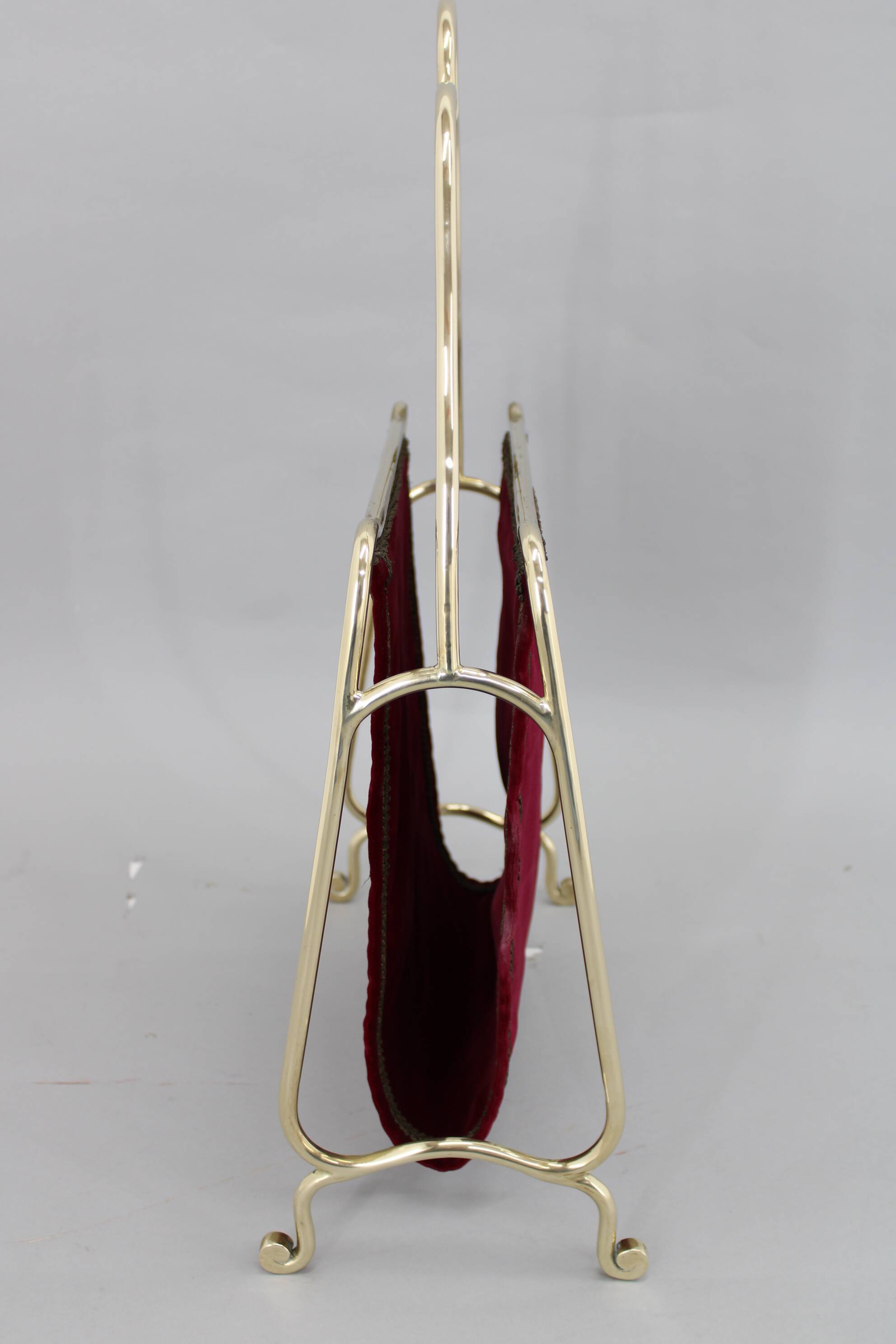 1950s Brass and Fabric Magazine Stand, Italy