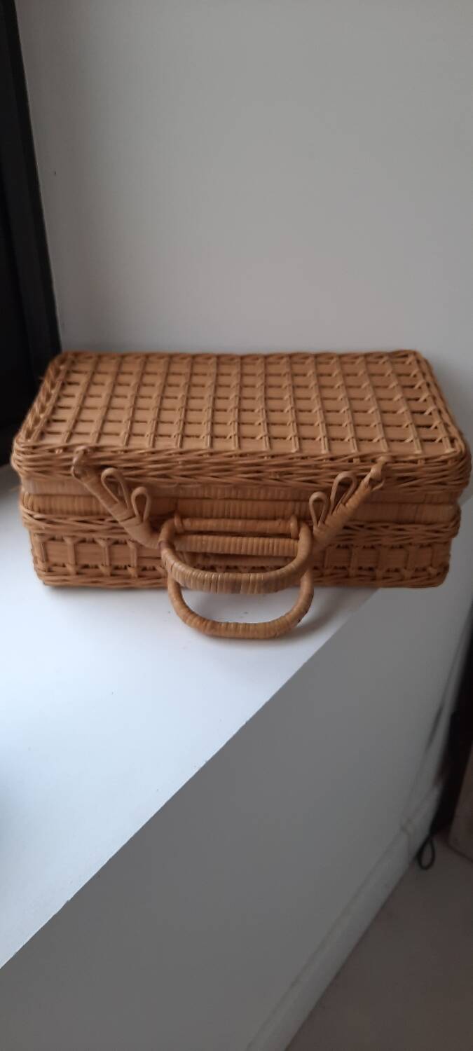 Rattan and wicker suitcase