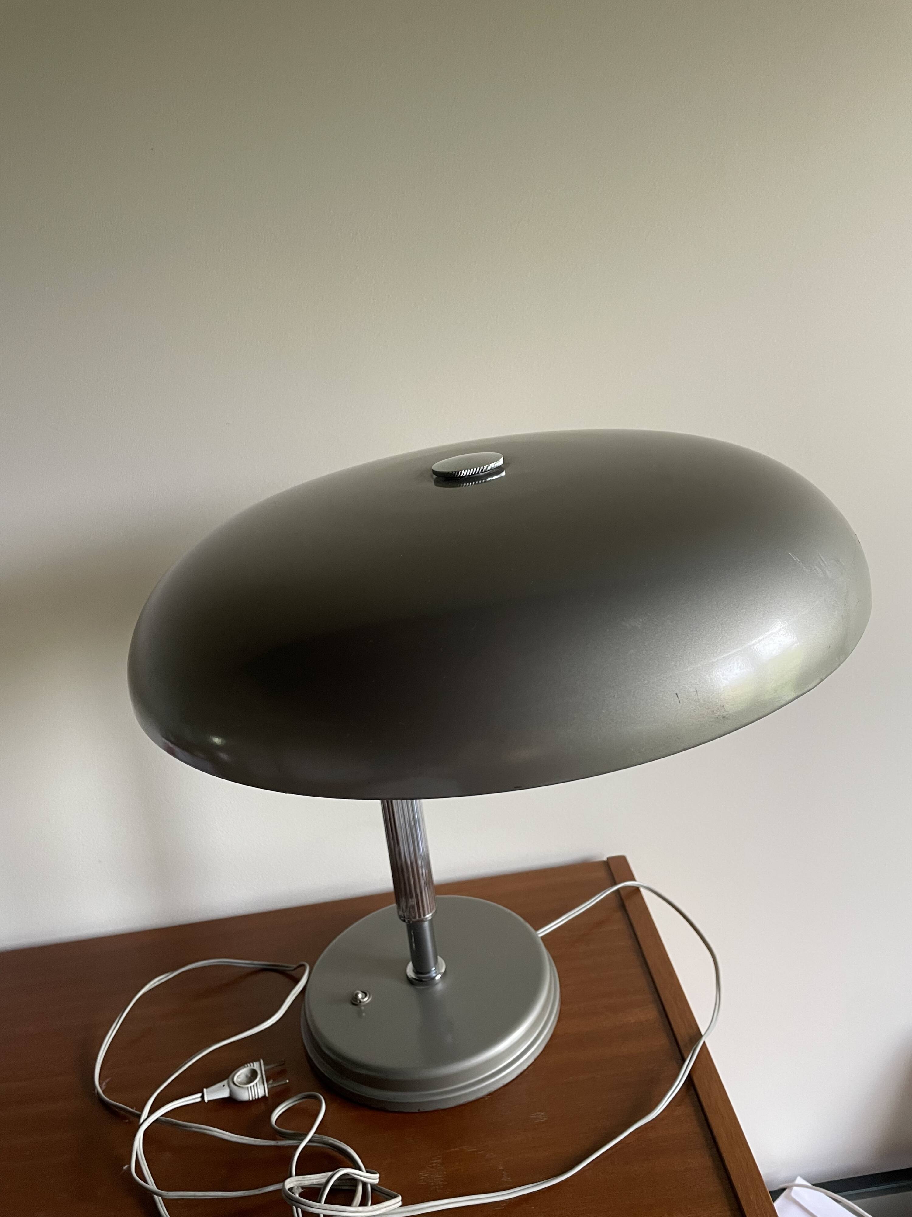 Authentic metal long neck grey lamp