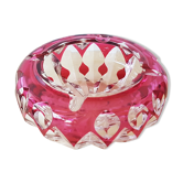 Val Saint Lambert ashtray in red-pink lined cut crystal