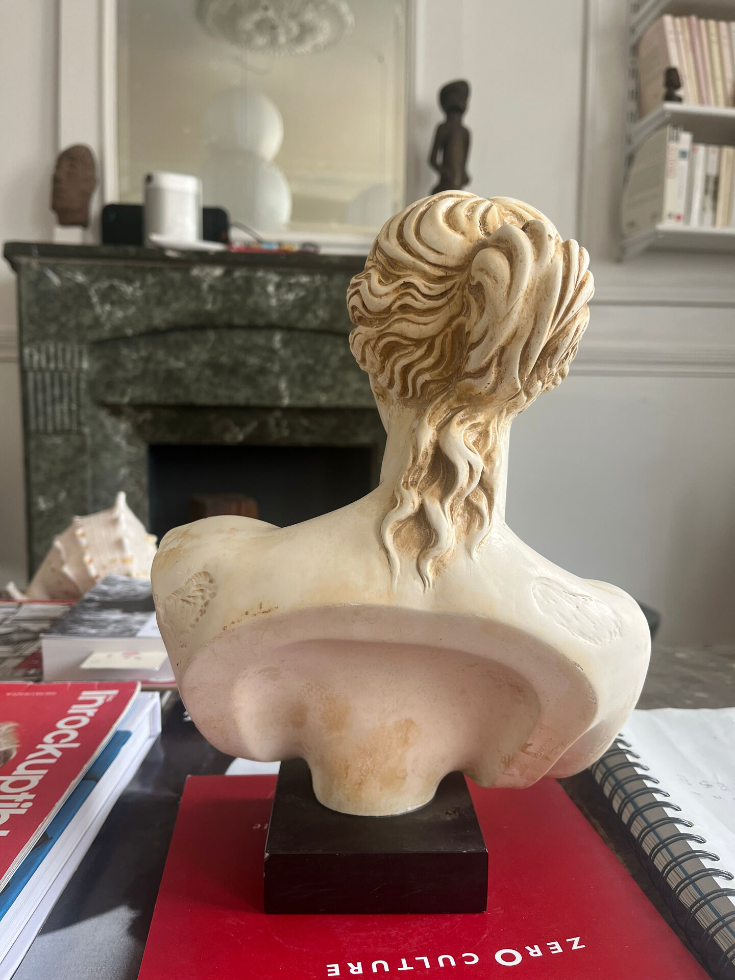 Antique bust in patinated plaster