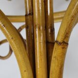 Chunky large bamboo rattan coat rack, 1960s