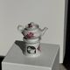 Complete porcelain teapot and warmer with pink floral decoration H18