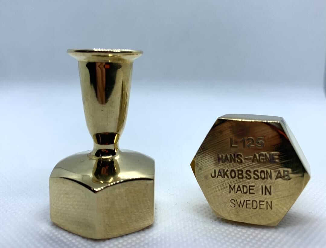 Pair Scandinavian brass candlesticks L125 by Hans-Agne Jakobsson Markaryd 1960