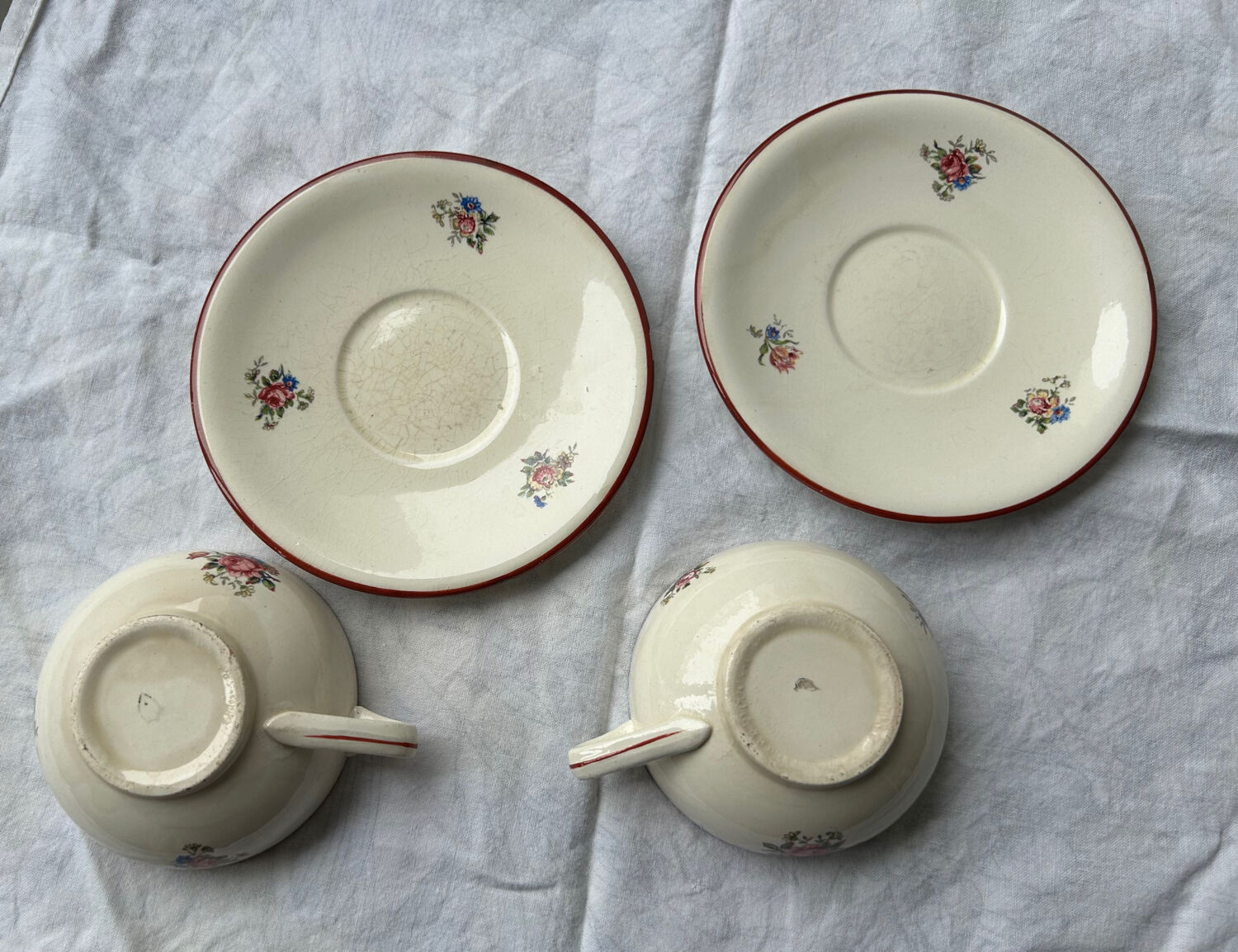 Duo Théière & Sucrier Salins France - Décor Floral Vintage - + 2 tasse