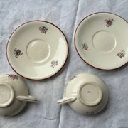 Duo Teapot & Sugar Bowl Salins France - Vintage Floral Decor - + 2 cups