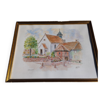 Watercolor Saint Louis Church by Alfred Muller