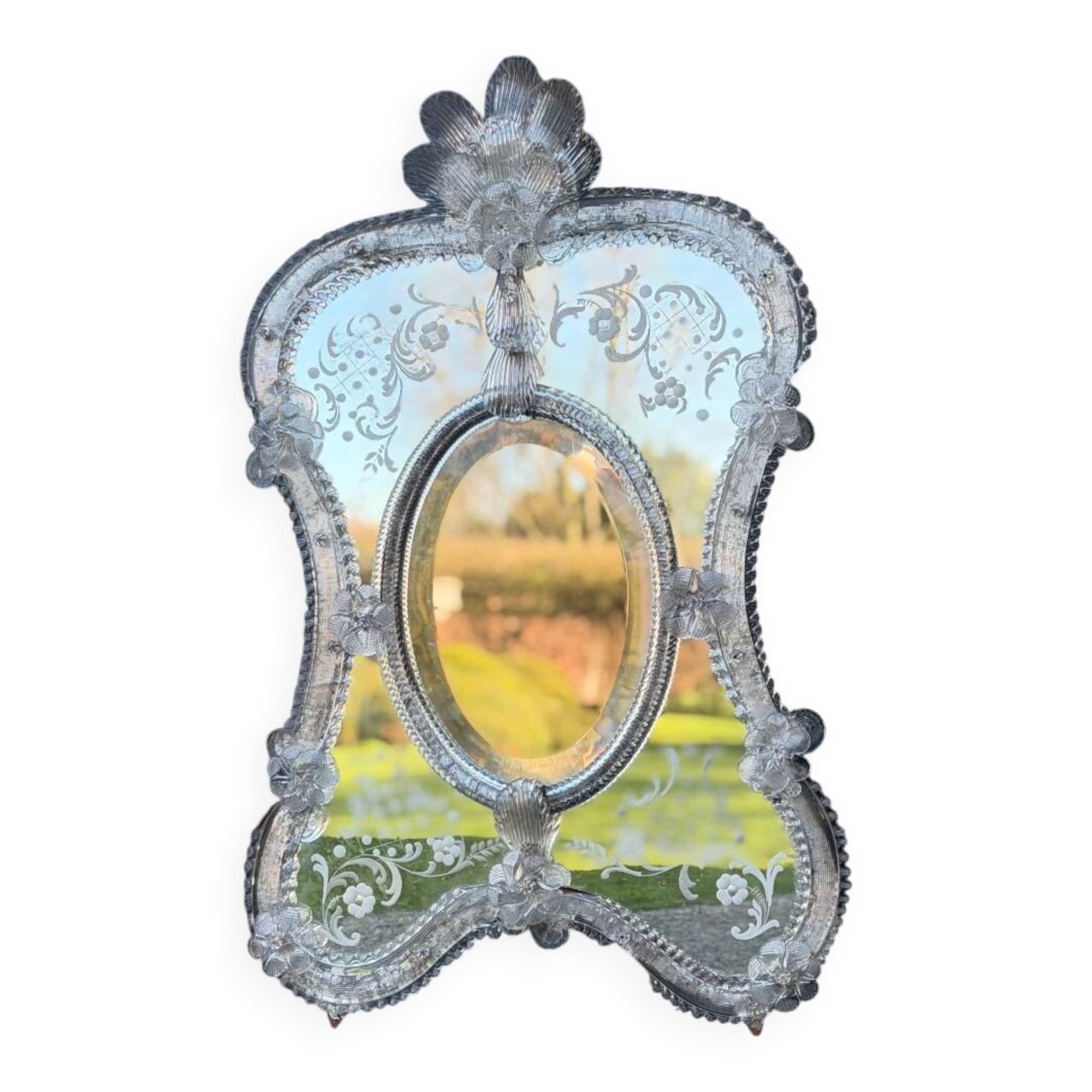 Venetian mirror made of Murano glass, circa 1950.