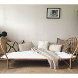 Basket bed, rattan day bed from the 60s-70s