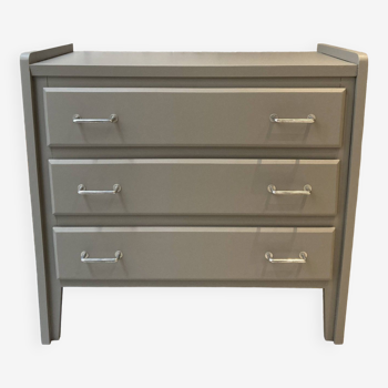 3-drawer ash gray chest of drawers from the 1950s