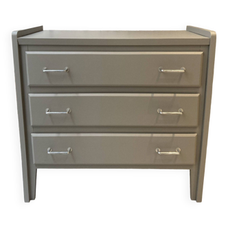 3-drawer ash gray chest of drawers from the 1950s