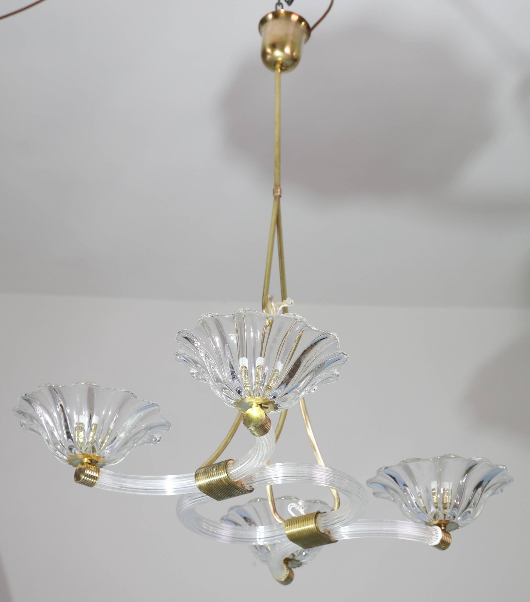 Extraordinary Art Deco Murano Glass and Bronze Chandelier by Barovier&Toso, 1950
