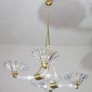 Extraordinary Art Deco Murano Glass and Bronze Chandelier by Barovier&Toso, 1950