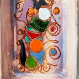 Polychrome presentation dishes of Marie Christine TREINEN (XXth) Vallauris