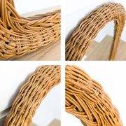 Miroir vintage arrondi en bois, cadre sculpté en forme organique rétro