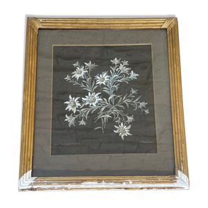 Tableau peinture ancienne fleurs