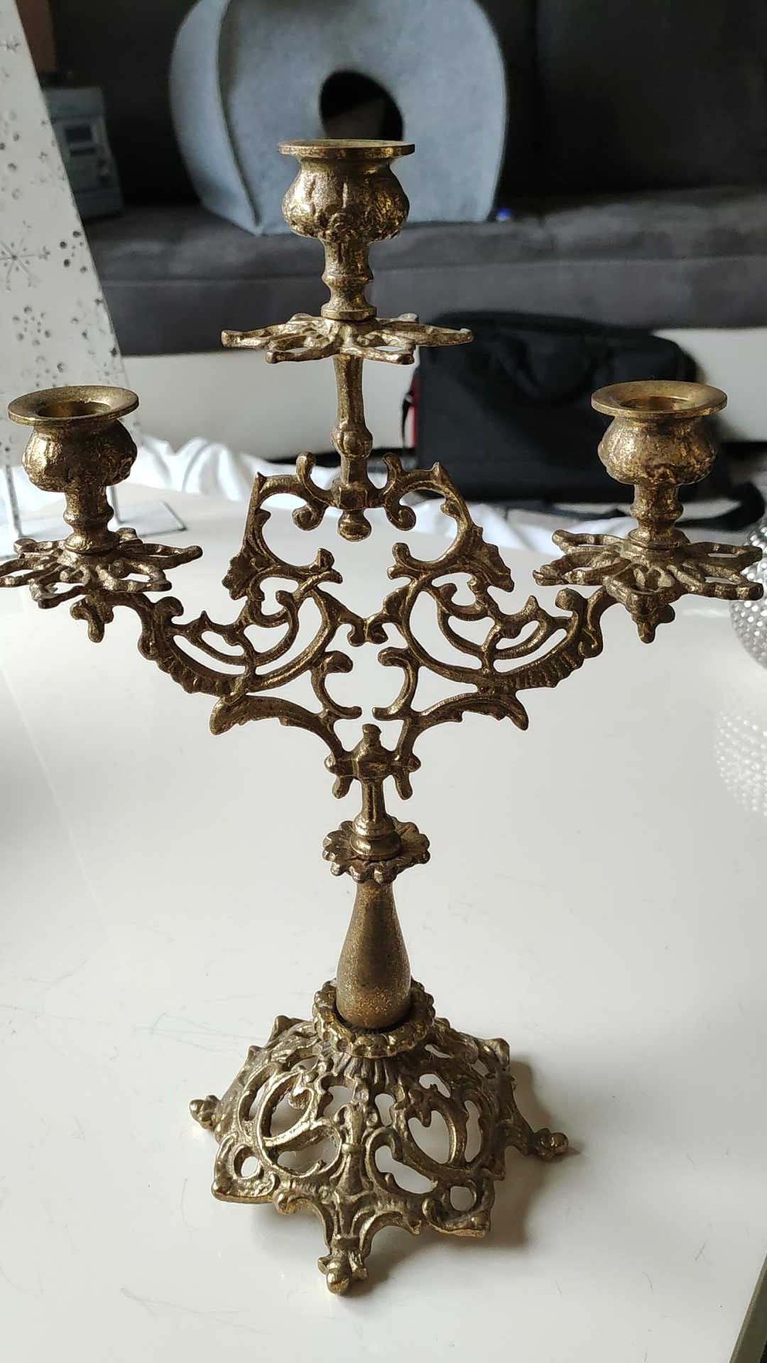 Elegant Antique Chandelier/Candelabra 3 fires in gilded patinated bronze. Baroque/Rococo/Shabby chic style