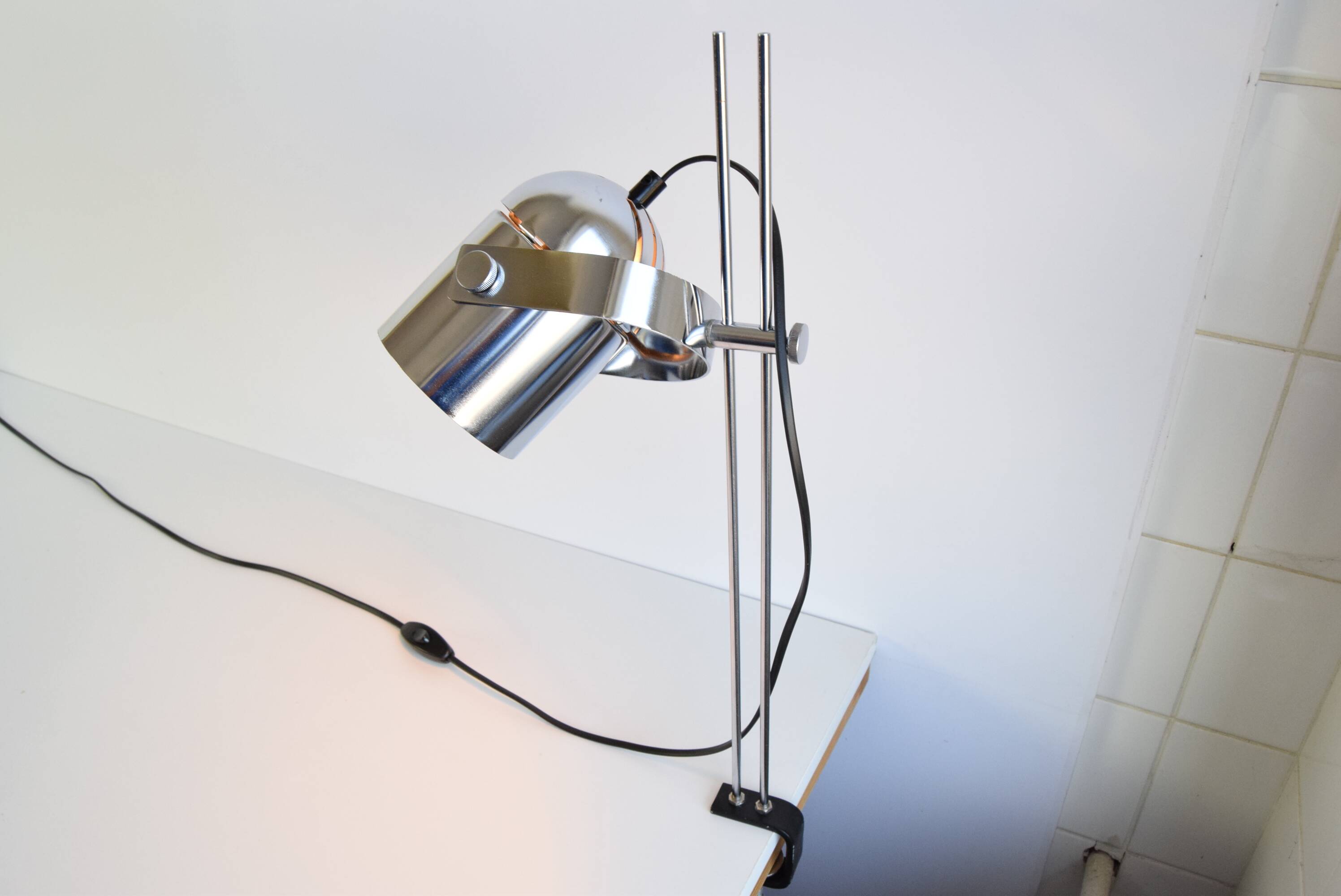 Stanislav Indra Chrome Plated Table Lamp, Czechoslovakia 1970's.