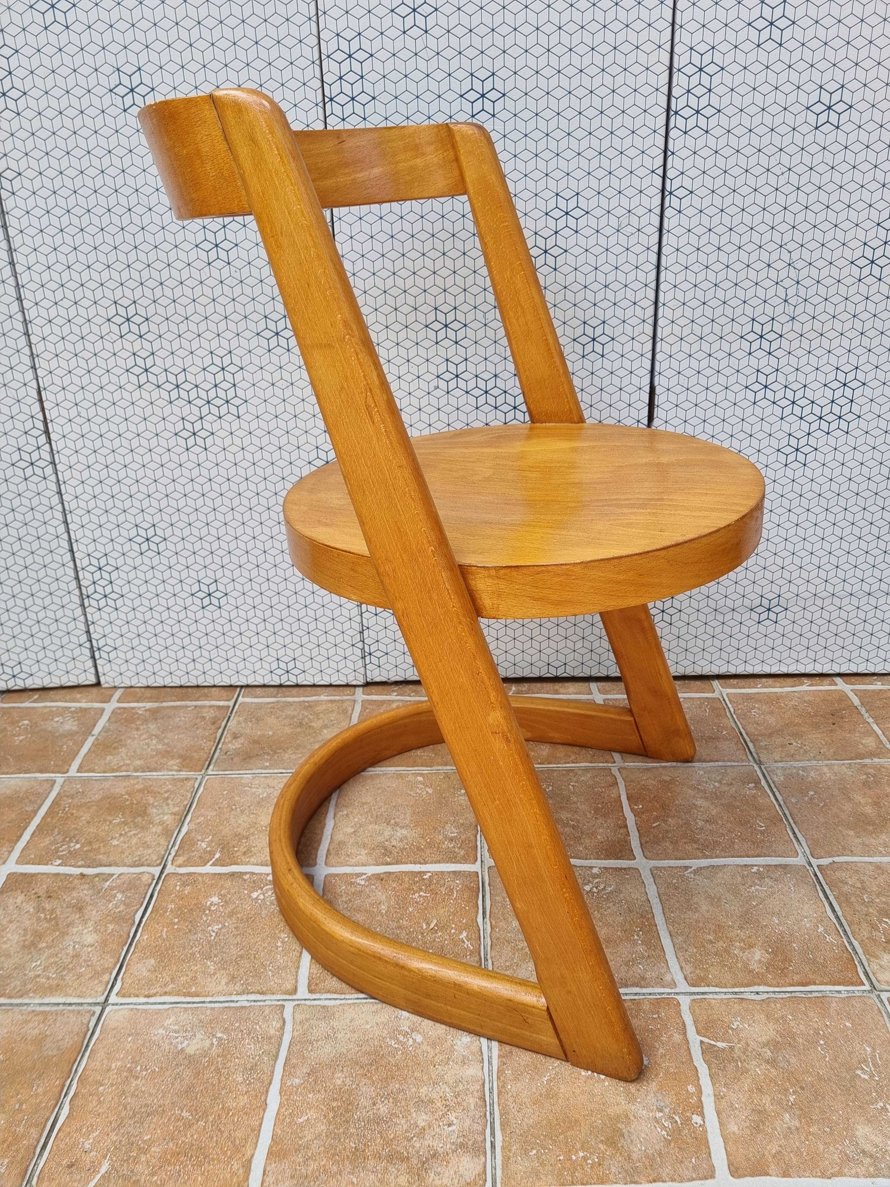 Halfa chair by Baumann, sculptural design in bentwood, 1970s