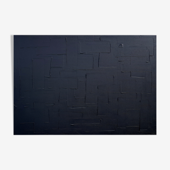 Tableau peinture abstrait monochrome noir