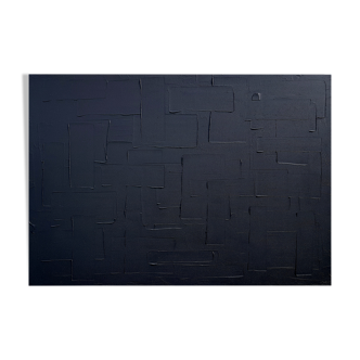 Tableau peinture abstrait monochrome noir