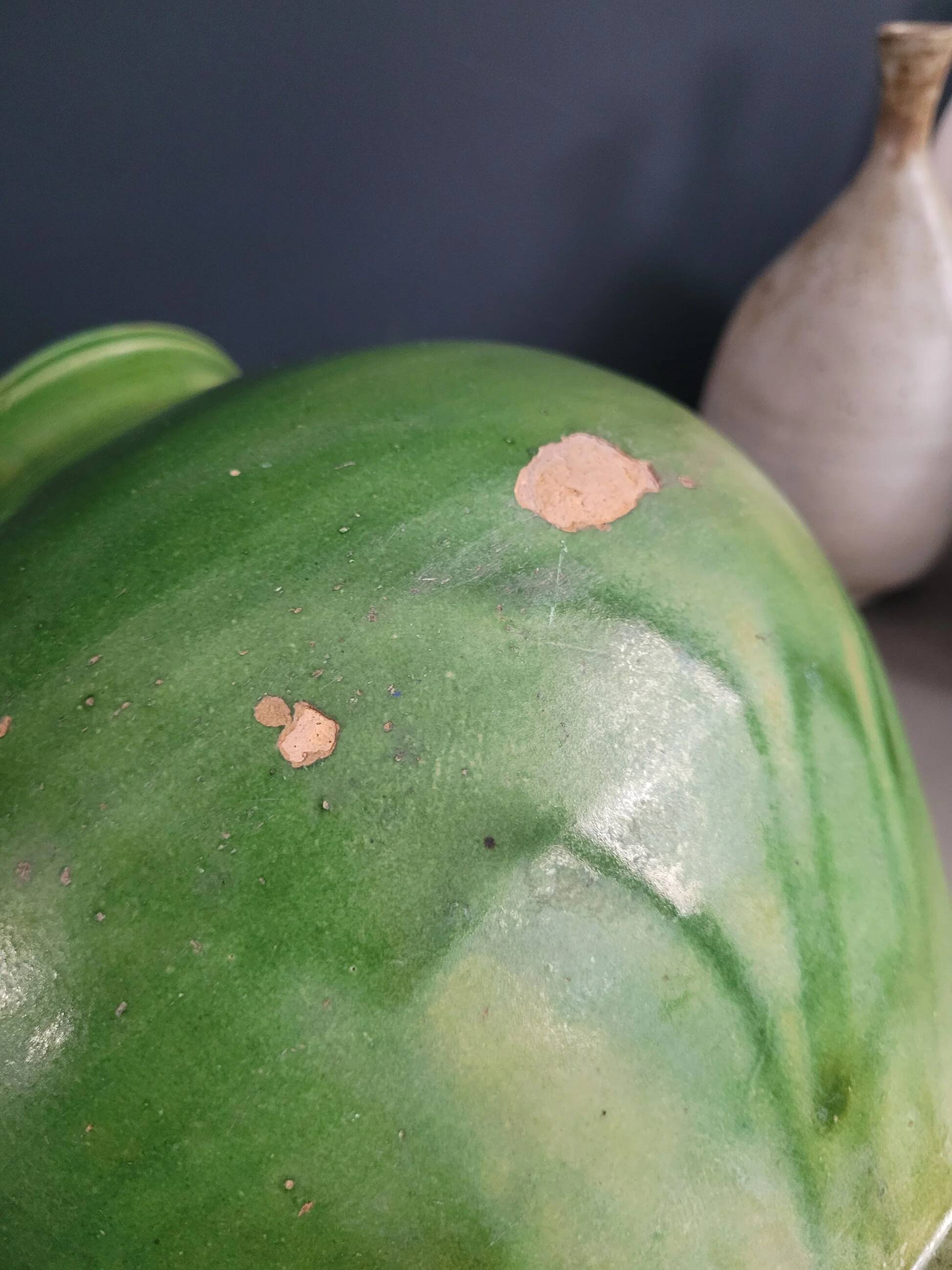 Green glazed terracotta jar
