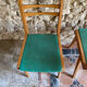 Vintage chairs 1950s/60s wood seat duck green fabric