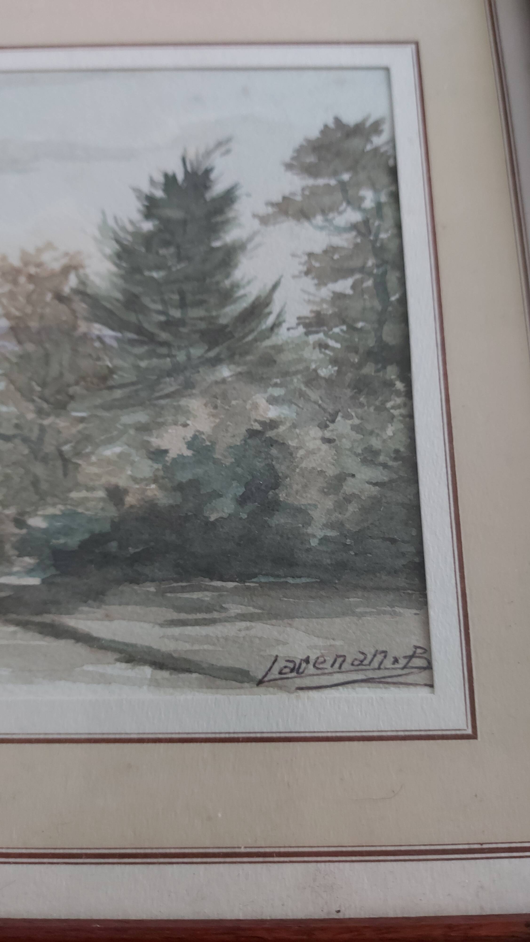 Watercolor framed and under glass signed B.Lavenan Breton Painter Made In France