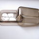 Black amber glass butter dish from lever